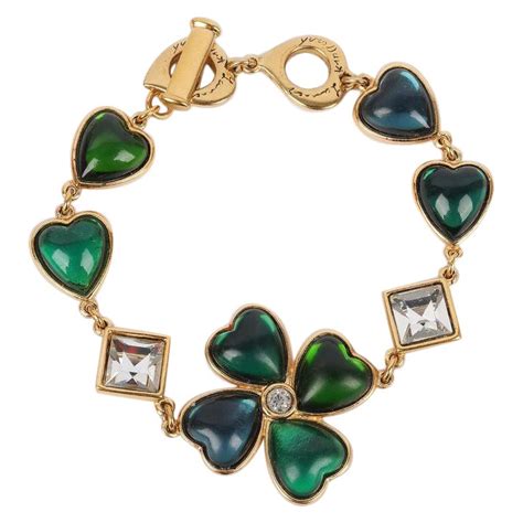 ysl clover bracelet|Yves Saint Laurent Clover Bracelet with Green Resin .